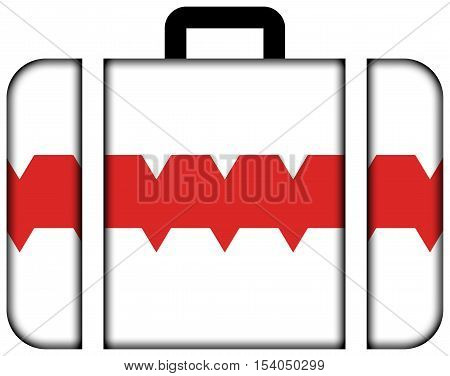 Flag Of Omsk, Omsk Oblast, Russia. Suitcase Icon, Travel And Transportation Concept