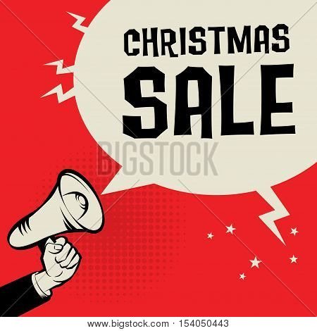 Megaphone Hand business concept with text Christmas Sale vector illustration