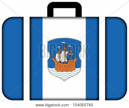 Flag Of Polotsk City, Belarus. Suitcase Icon, Travel And Transportation Concept