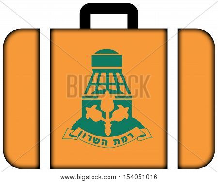 Flag Of Ramat Hasharon, Israel. Suitcase Icon, Travel And Transportation Concept