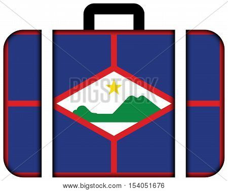 Flag Of Sint Eustatius, Netherlands. Suitcase Icon, Travel And Transportation Concept