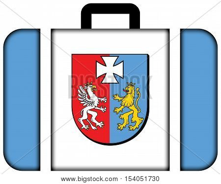 Flag Of Subcarpathian Voivodeship, Poland. Suitcase Icon, Travel And Transportation Concept