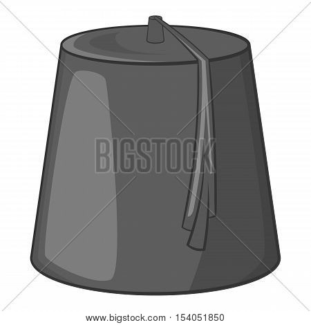 Red turkish hat fez icon. Gray monochrome illustration of fez vector icon for web design