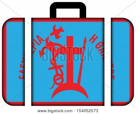 Hellenic Flag Of Spetses Island During The Greek War Of Independence 1821. Suitcase Icon, Travel And