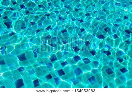 Water serface waves in swimming pool with sunlight reflections for Background