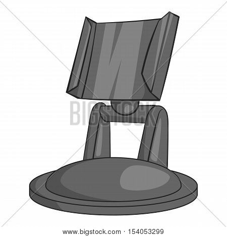 Surfboard mount for action cam icon. Gray monochrome illustration of surfboard mount vector icon for web design