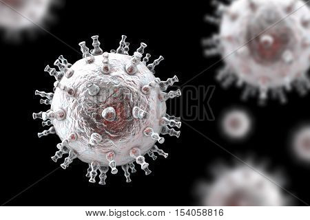 Kaposi's sarcoma virus. 3D illustration of a herpes virus type 8 which causes Kaposi's sarcoma in HIV-infected patients