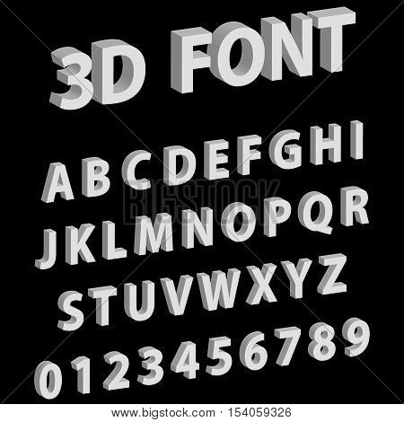 3D font letters and numbers of the English alphabet vector