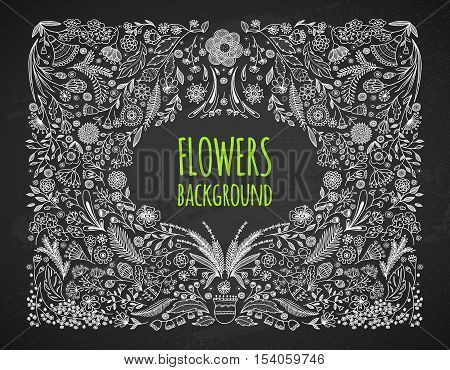 Floral background. Hand drawing. Linear style Vector illustration