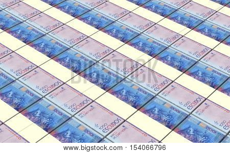 Cape Verdean escudos bills stacks background. 3D illustration.
