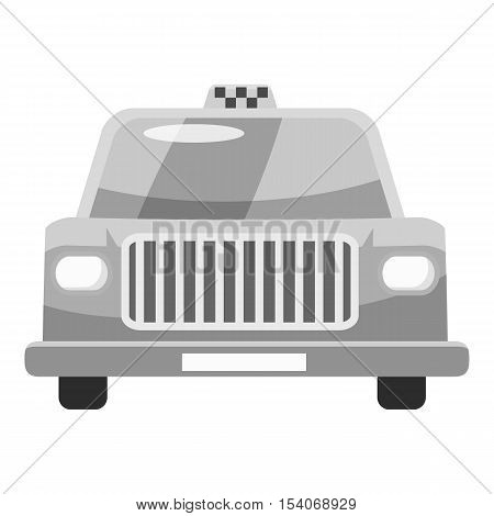Taxi car icon. Gray monochrome illustration of taxi car vector icon for web