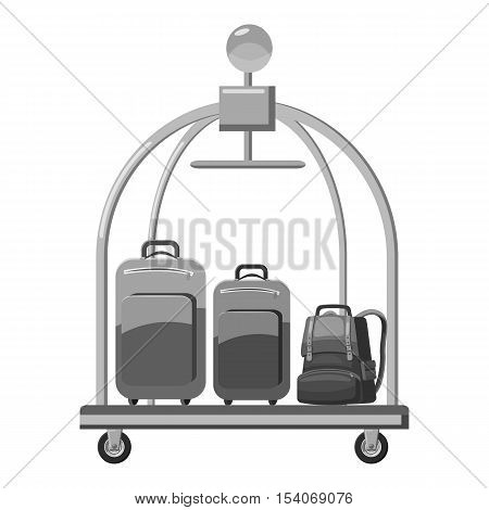 Hotel baggage cart icon. Gray monochrome illustration of hotel baggage cart vector icon for web