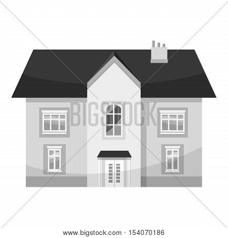Two storey house icon. Gray monochrome illustration of two storey house vector icon for web