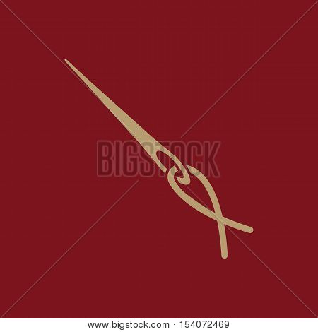 The thread with a needle icon. Tailor and sewing, needlework, clothier symbol. Flat Vector illustration