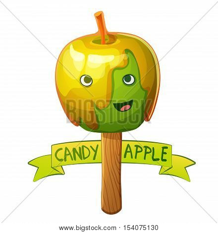 Candy apple character. Cartoon vector illustration. Cute print for t-shirt or case