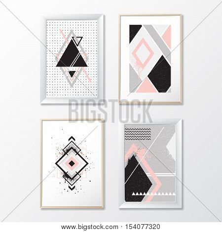 Set frames with geometric pictures. Vector illustration EPS 10.