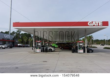 JACKSONVILLE, FL - OCTOBER 28, 2016: A Gate Petroleum gas station in Jacksonville. Gate Petroleum is headquartered in Jacksonville and has over 225 gas stations in 6 states with over 2,200 employees.