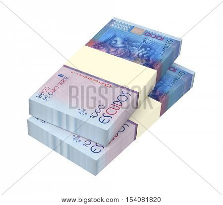Cape Verdean escudos bills isolated on white background. 3D illustration.