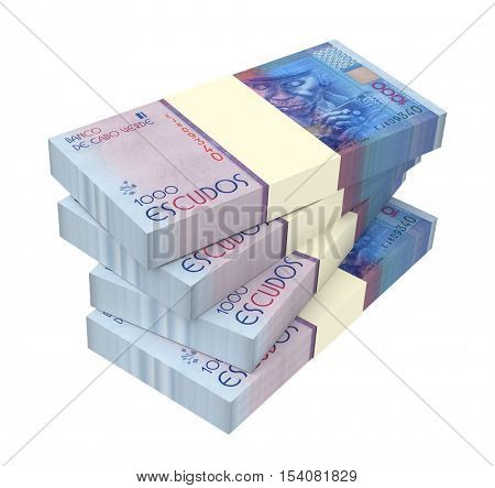 Cape Verdean escudos bills isolated on white background. 3D illustration.