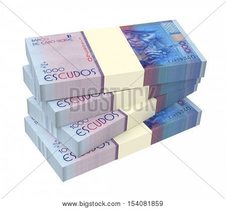 Cape Verdean escudos bills isolated on white background. 3D illustration.