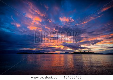 Sunrise in Nidri Lefkas island Greece
