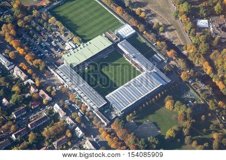 Freiburg, Germany - October 22, 2016: Aerial view of the soccer stadium on a match day