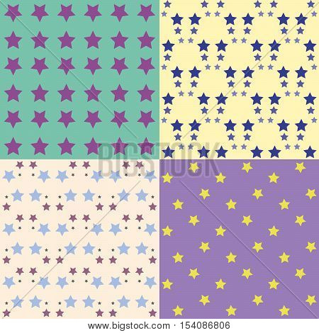 Set of background patterns. Colorful vector stars.