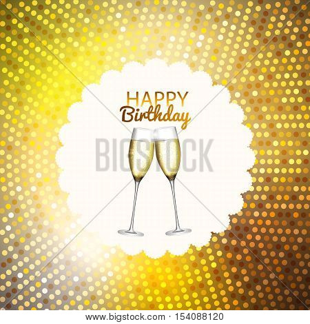 Party Background with Flags and Glasses of Champagne. Vector Illustration. EPS10