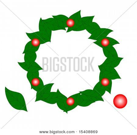 Vektor-Kranz mit Blättern und Ornament Balls