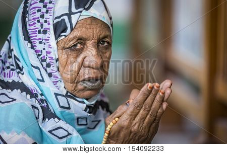 Khartoum Sudan December 18th December: Sudanese woman in prayer