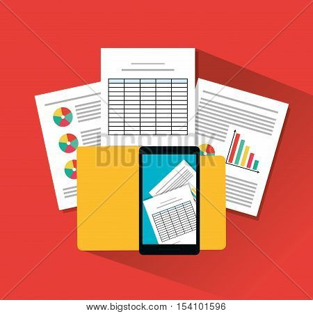 Invoice document and smartphone icon. Business finanace payment and tax theme. Colorful design. Vector illustration