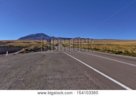 Road in the desert of Atacama Chile.