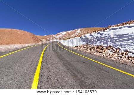 Road in the desert of Atacama Chile.