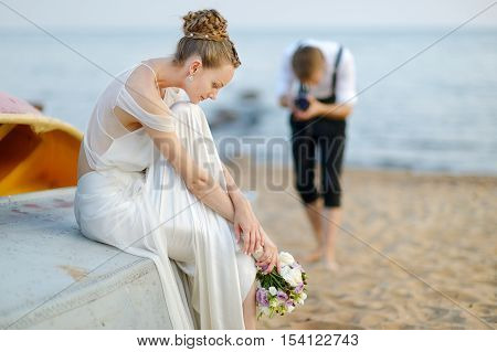 Bride Posing For Her Groom