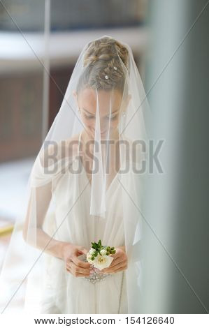 The beautiful bride getting ready for her wedding