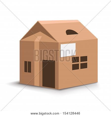 illustration of catton house woth wondows and door on white background