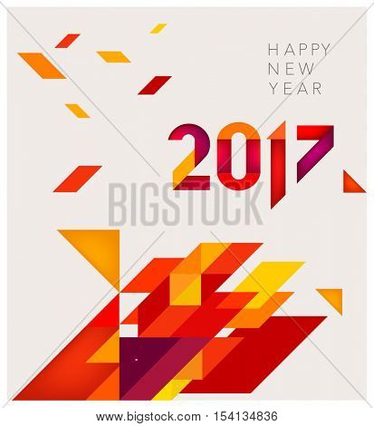Minimalistic Vector abstract background. Red  and yellow geometric shapes. New Year 2017. To design a calendar, postcards, flyers and other Christmas products. EPS 10