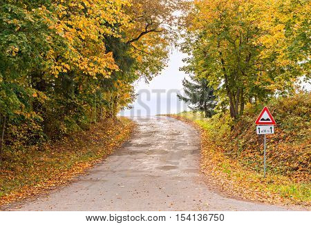 Countryside road in autumn, Vidzeme district, Latvia, Europe