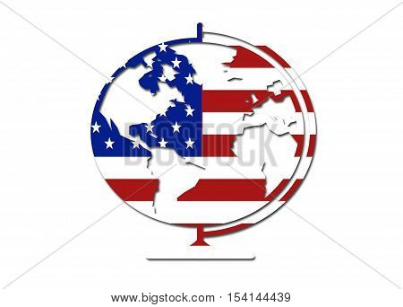 US flag globe symbol/ logo on a solid background