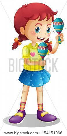 Happy girl playing maracus illustration
