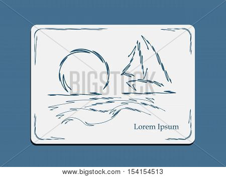 Yacht seascape sun abstract travel skecth vector illustration
