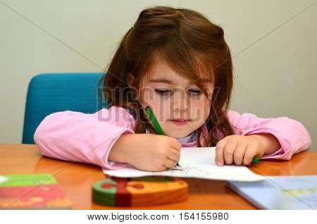 Little Child Girl Painting