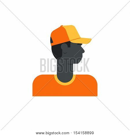 Flat design vector illustration. Male character turned head