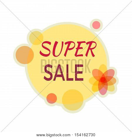 Sale sticker vector illustration. Flat style. Round bright sticker with super sale text. For store goods sales and discounts advertising. Product label design. Black friday. On white background
