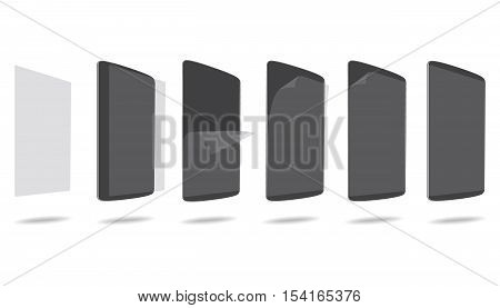 vector illustration steps apply screen protector tablet PC