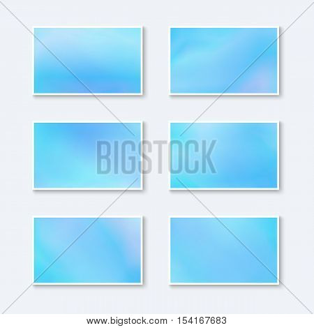 Blanks for Business Cards / Greeting Cards / Postcards. Set of Pastel Azure Baners. Kit of Templates for Business Cards Sky Color.