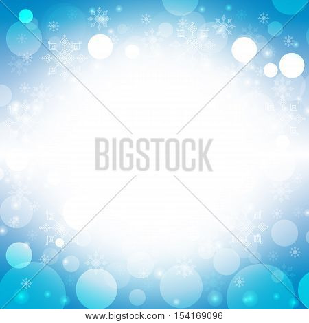 Christmas and winter background - White snowflakes on blue and white border background
