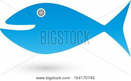Fish in blue, cetacea, fish and animal logo