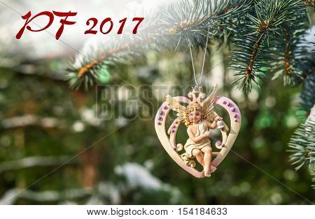 Pf 2017 - Heart With Angel, Christmas Decoration