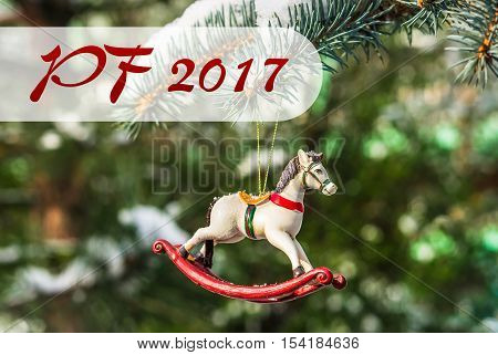 Pf 2017 - Rocking Horse, Closeup Of Christmas Tree